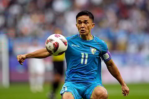 Sunil Chhetri plays against Syria